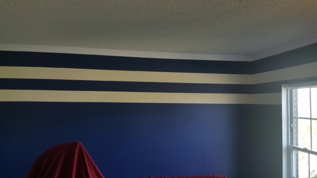 blue stripes in kids room - great details